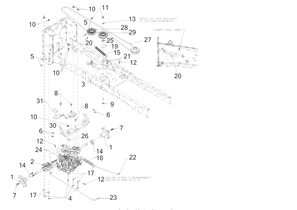 Drive Diagram and Parts List for XT2-SLX50KW (13AFA2TLA10)(2021) Cub Cadet Lawn Tractor